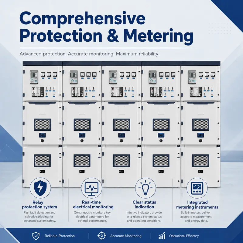 Intelligent 12–24kV Metal-Clad HV Switchgear, 4000A, Stainless Steel IP65 — safety and protection features