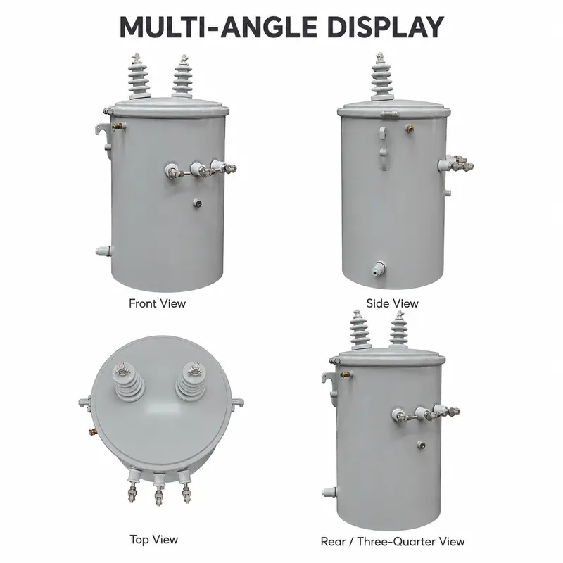 Low-Loss Single-Phase Pole-Mounted Distribution Transformer 100 kVA (13.8 kV) — workmanship detail