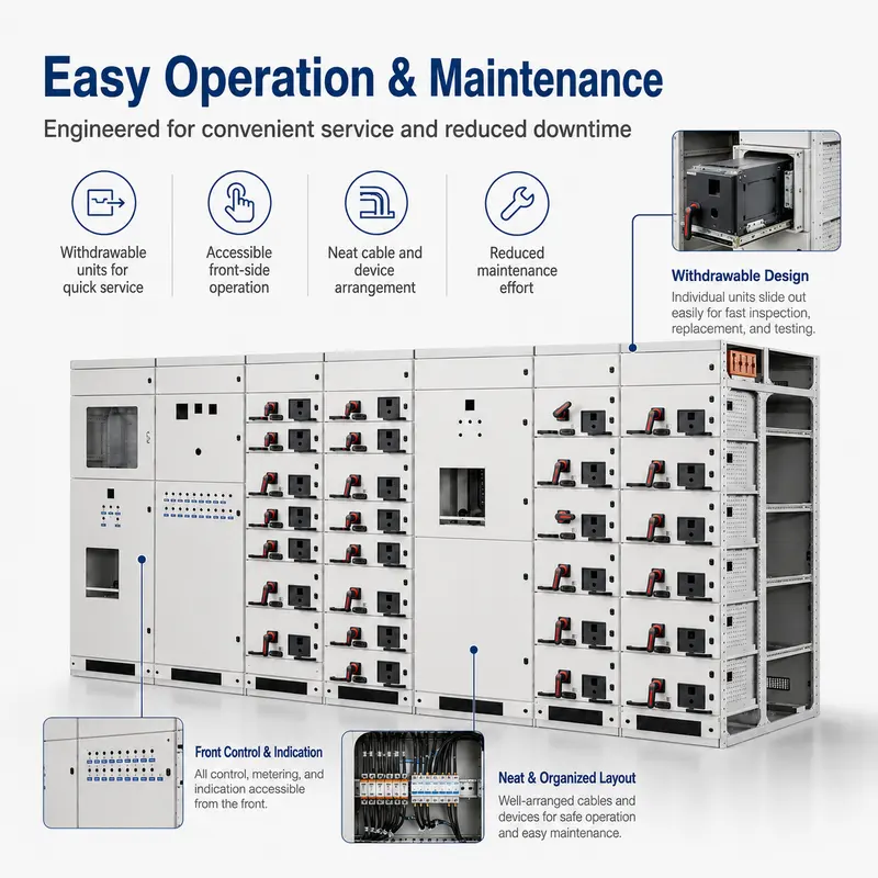Low Voltage Power Distribution Switchgear, 800V / 630A (GCS, IP65) — typical application