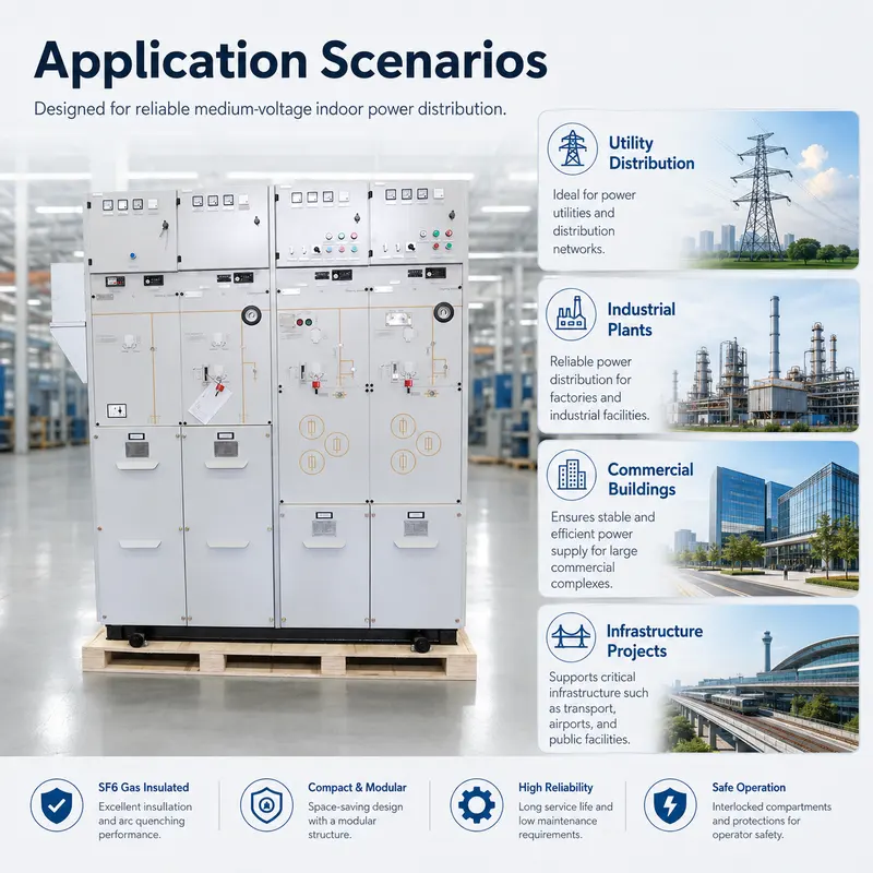 SF6 Gas-Insulated Ring Main Unit (RMU), 12–24kV, 630–2500A (Indoor) — workmanship detail