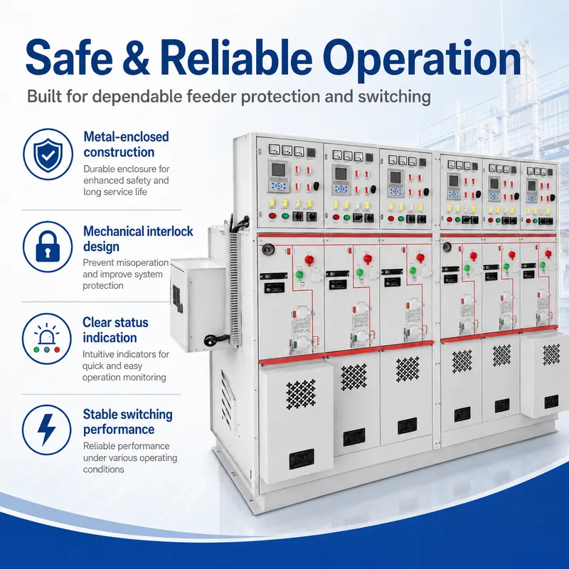 SF6 Intelligent Ring Main Unit, 12–33kV (630–2500A, Solid-Insulated, Indoor) — specification and nameplate detail