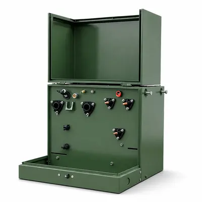 Single-Phase Pad-Mounted Transformer, 37.5–167kVA (12.47/34.5kV to 120/240V) — product photo on white background