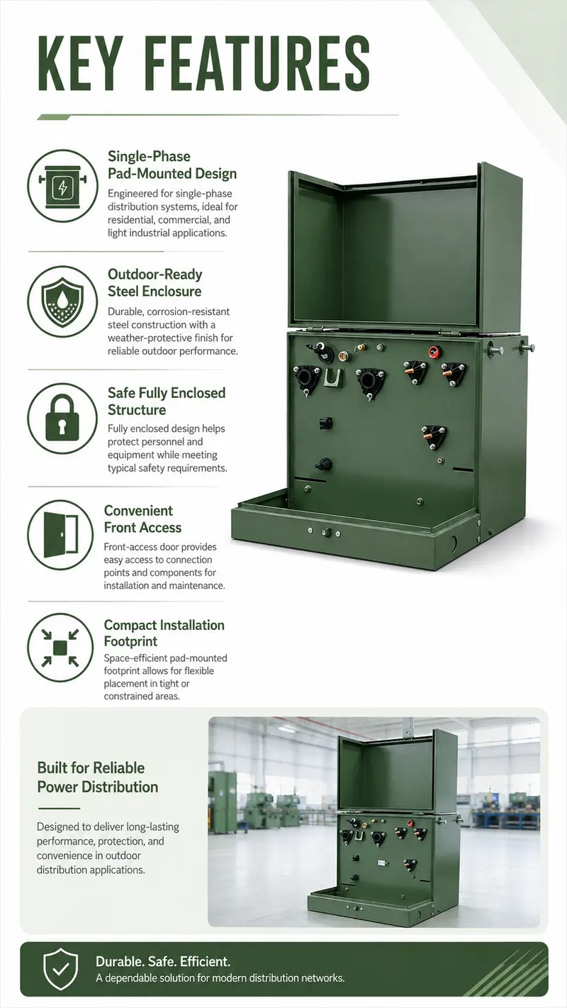 Single-Phase Pad-Mounted Transformer, 37.5–167kVA (12.47/34.5kV to 120/240V) — customisation options