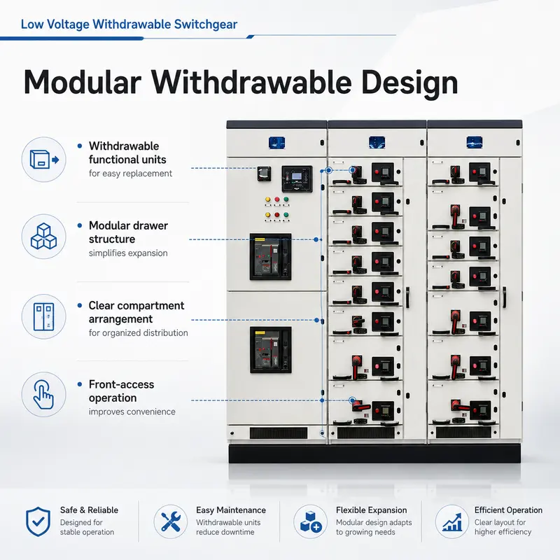 Smart MCC Main Power Distribution Switchgear (GCS Withdrawable, IP65, Energy Saving) — specification and nameplate detail