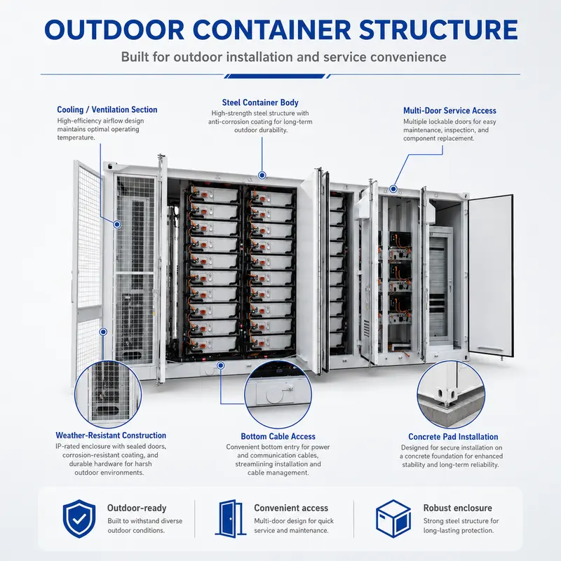 Solar Battery Containerized ESS, 1000kWh, On/Off-Grid (Liquid-Cooled, IP67) — customisation options