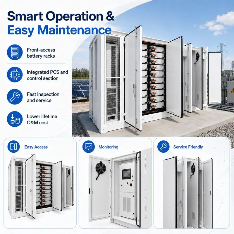 Solar Energy Storage Battery System, 500kW–1000kW / 1MWh–8MWh (Liquid-Cooled, IP67) — typical application