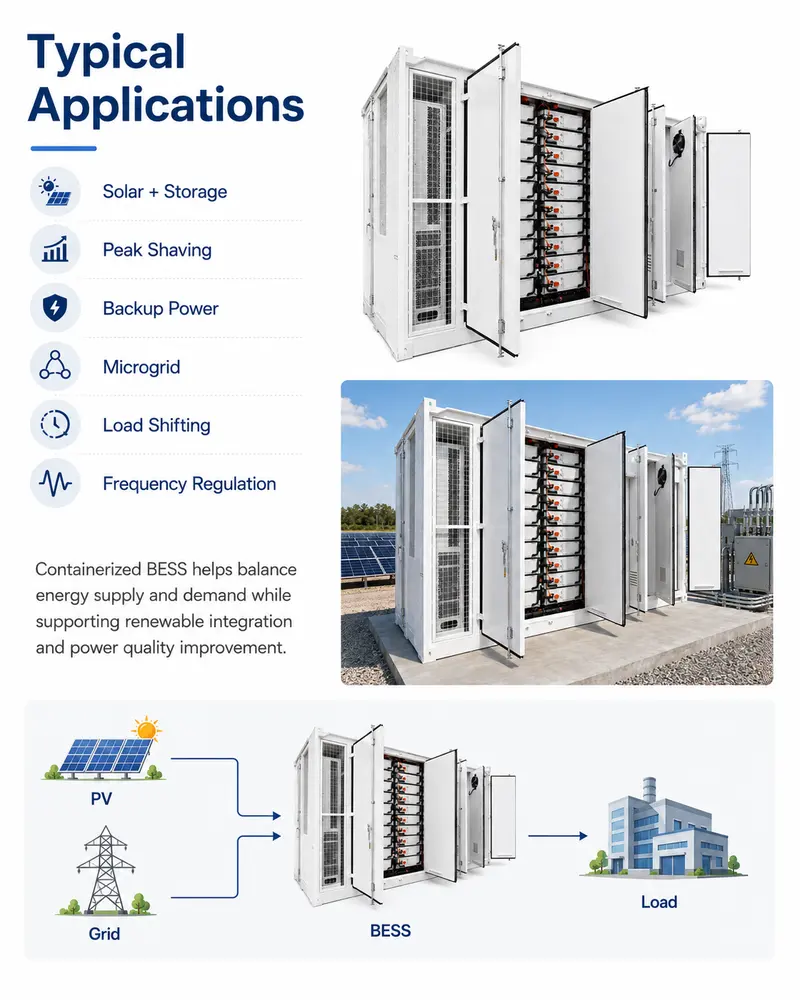 Solar Energy Storage Battery System, 500kW–1000kW / 1MWh–8MWh (Liquid-Cooled, IP67) — customisation options