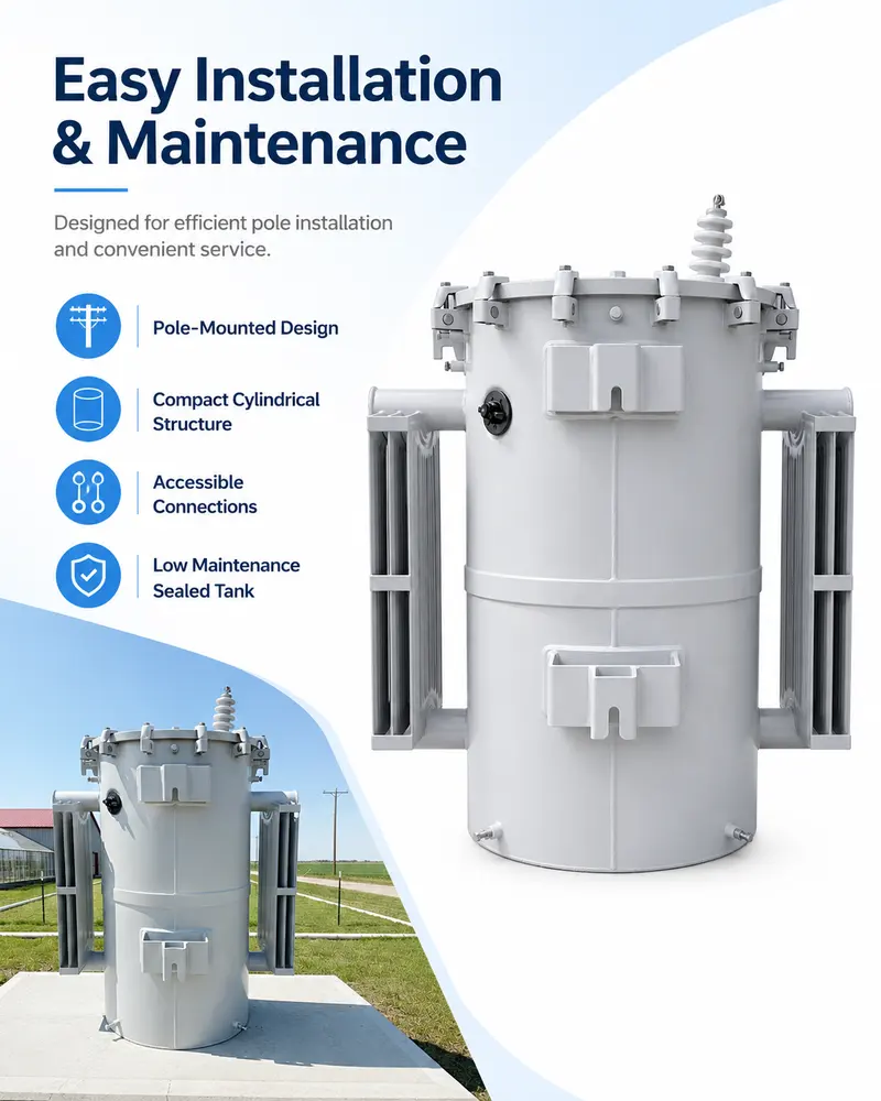 UL Single-Phase Pole-Mounted Transformer 25 / 75 / 167 kVA (13.2 kV) — workmanship detail